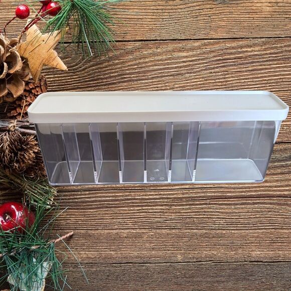Clear Plastic Cable Organizer Box White Lid  New  7 Compartments - Picture 5 of 5